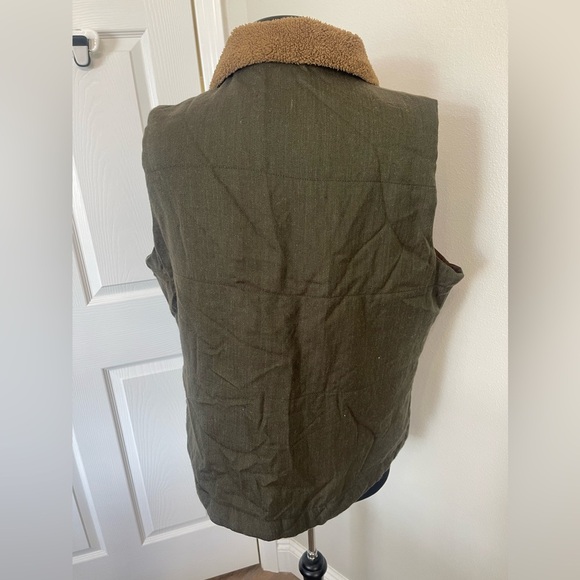 Natural Reflections Quilted Vest Green Acrylic/Wool Blend Fur Collar 1X Midwest - Picture 4 of 7